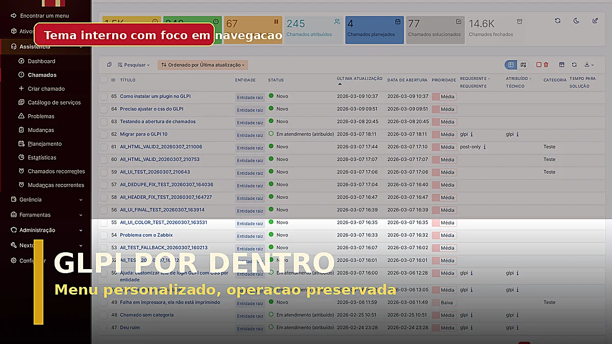 Como customizar o interior do GLPI com CSS por entidade